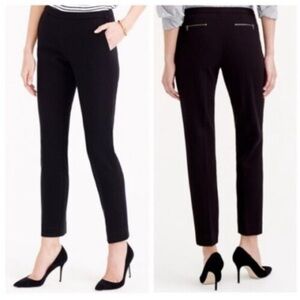 J. Crew Back Zip Pants In Bonded Crepe; black Size 00 Ankle Pant